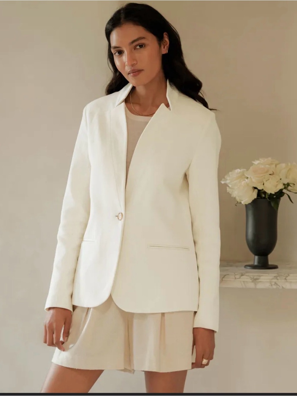 Jenni Kayne BOY Cream Single-Button Blazer